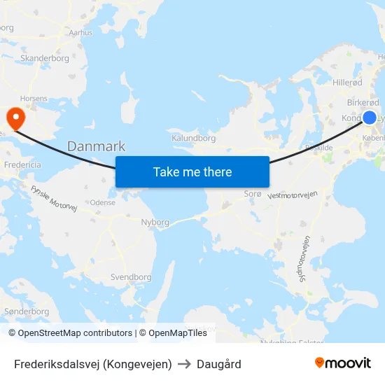 Frederiksdalsvej (Kongevejen) to Daugård map