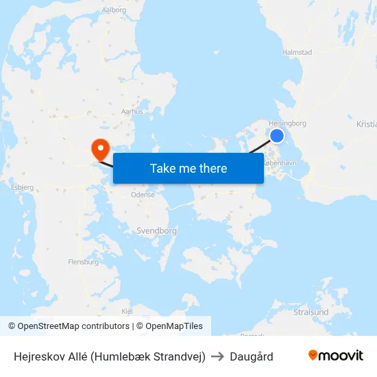 Hejreskov Allé (Humlebæk Strandvej) to Daugård map
