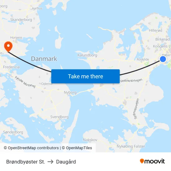 Brøndbyøster St. to Daugård map