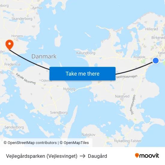Vejlegårdsparken (Vejlesvinget) to Daugård map