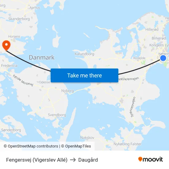 Fengersvej (Vigerslev Allé) to Daugård map