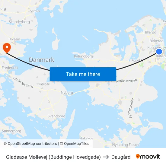 Gladsaxe Møllevej (Buddinge Hovedgade) to Daugård map
