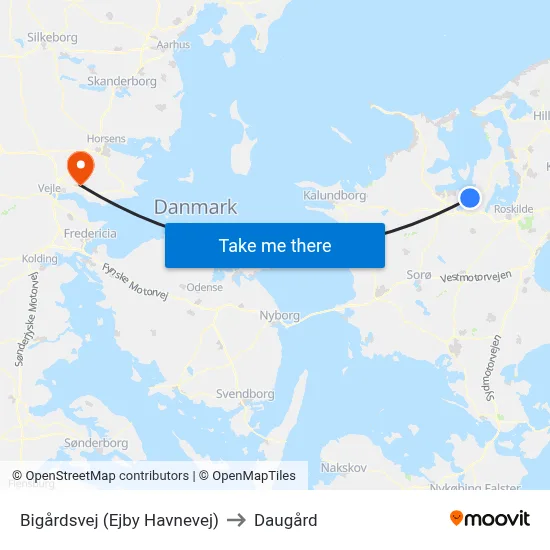 Bigårdsvej (Ejby Havnevej) to Daugård map