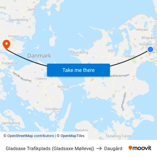 Gladsaxe Trafikplads (Gladsaxe Møllevej) to Daugård map