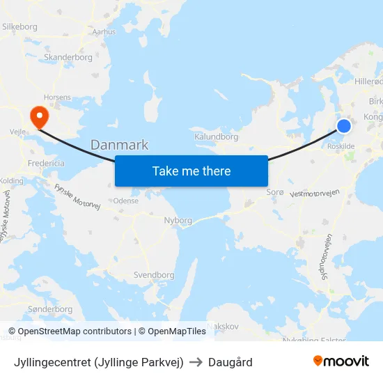 Jyllingecentret (Jyllinge Parkvej) to Daugård map