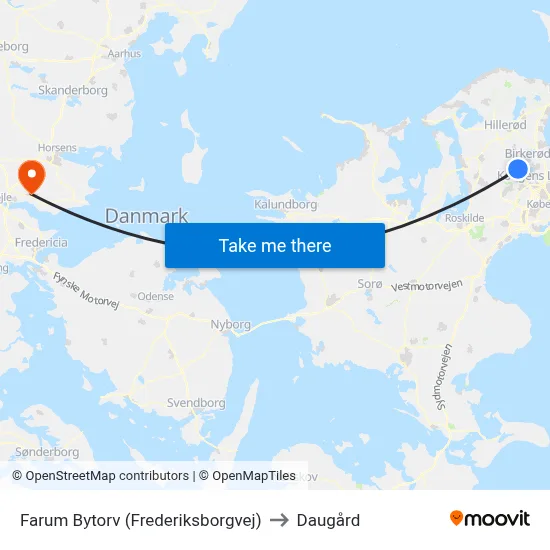 Farum Bytorv (Frederiksborgvej) to Daugård map