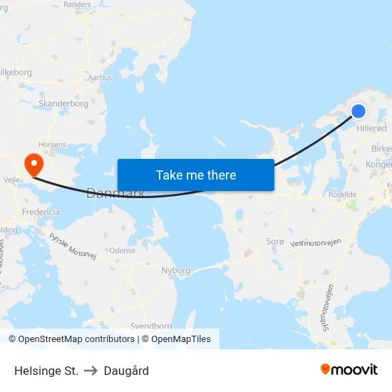 Helsinge St. to Daugård map