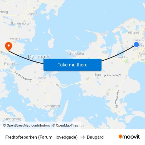 Fredtofteparken (Farum Hovedgade) to Daugård map
