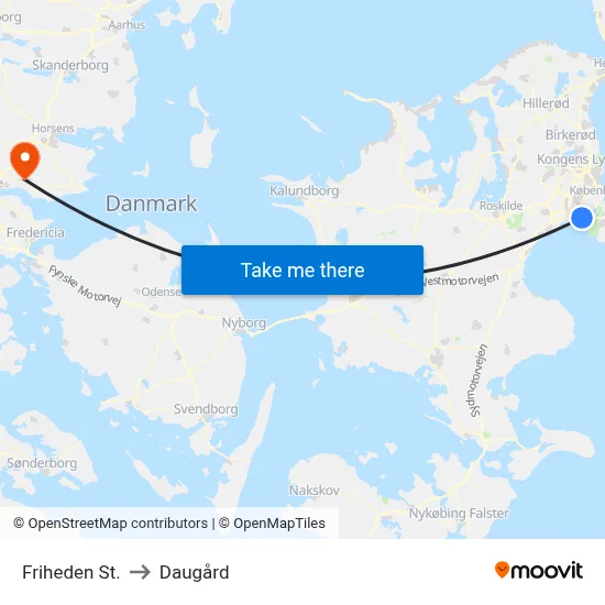Friheden St. to Daugård map