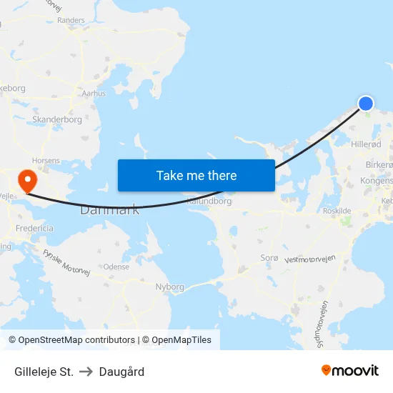 Gilleleje St. to Daugård map