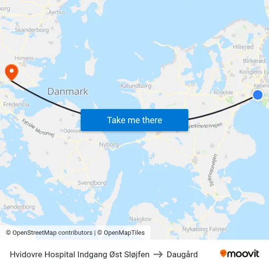 Hvidovre Hospital Indgang Øst Sløjfen to Daugård map