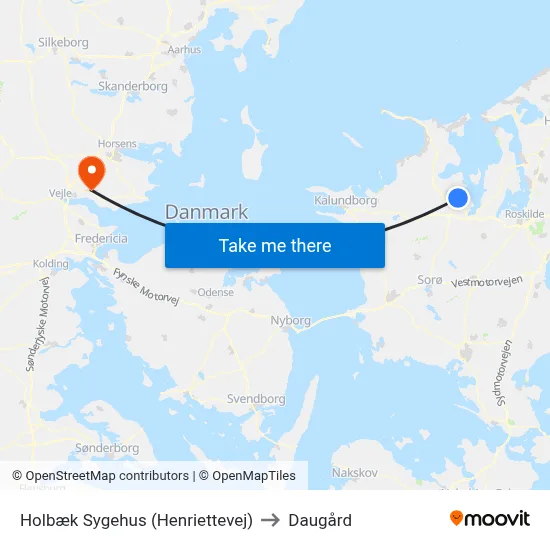 Holbæk Sygehus (Henriettevej) to Daugård map