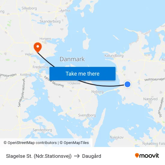 Slagelse St. (Ndr.Stationsvej) to Daugård map