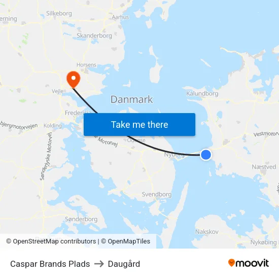 Caspar Brands Plads to Daugård map
