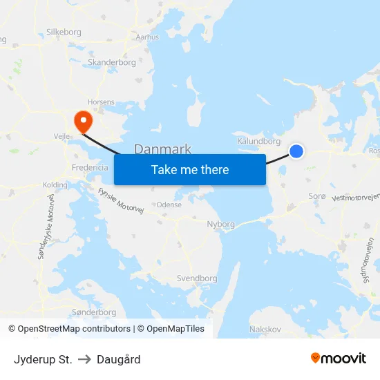 Jyderup St. to Daugård map