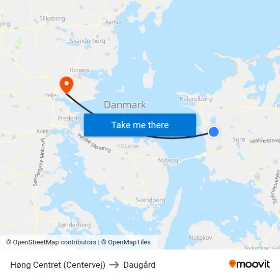Høng Centret (Centervej) to Daugård map