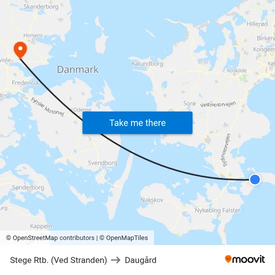 Stege Rtb. (Ved Stranden) to Daugård map