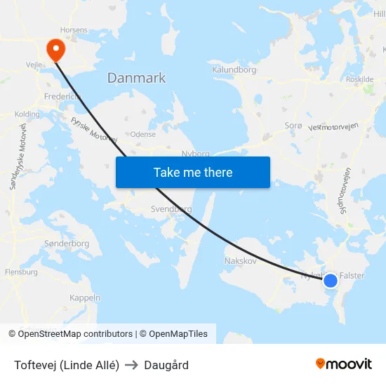 Toftevej (Linde Allé) to Daugård map