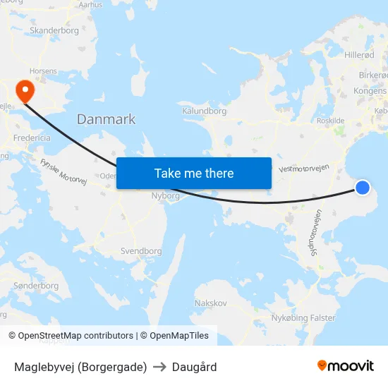 Maglebyvej (Borgergade) to Daugård map