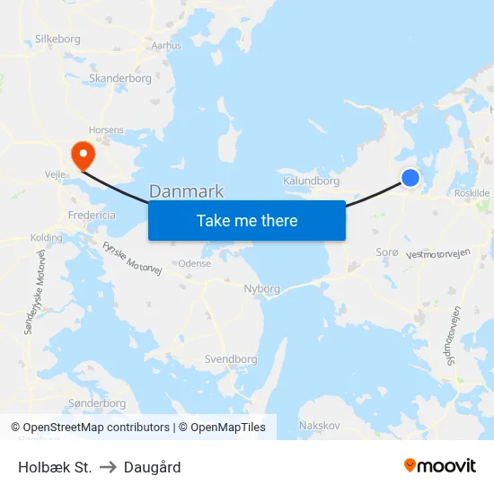 Holbæk St. to Daugård map
