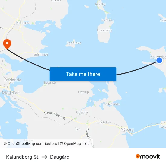 Kalundborg St. to Daugård map