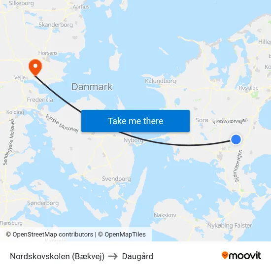 Nordskovskolen (Bækvej) to Daugård map
