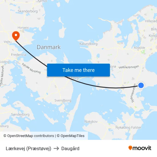 Lærkevej (Præstøvej) to Daugård map