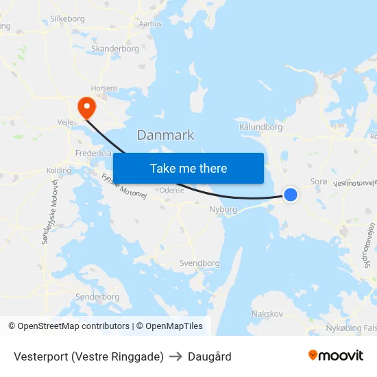 Vesterport (Vestre Ringgade) to Daugård map