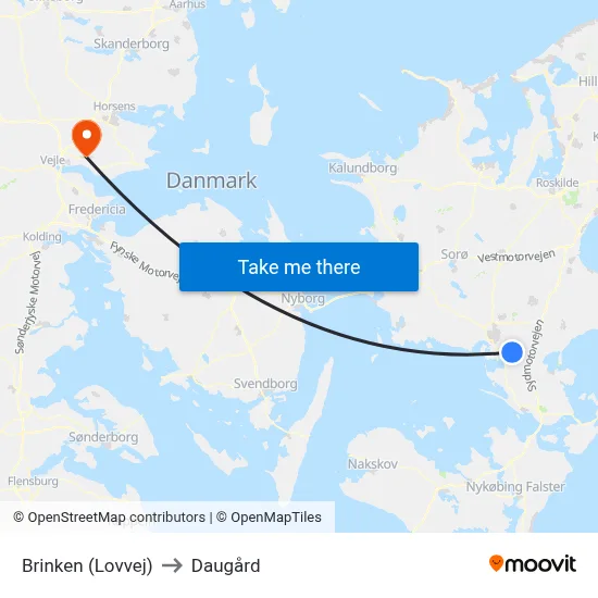 Brinken (Lovvej) to Daugård map