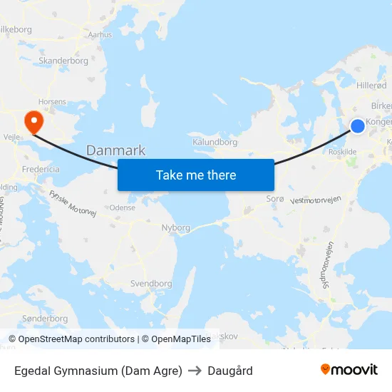 Egedal Gymnasium (Dam Agre) to Daugård map
