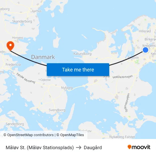 Måløv St. (Måløv Stationsplads) to Daugård map