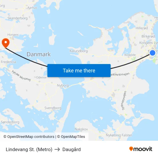 Lindevang St. (Metro) to Daugård map