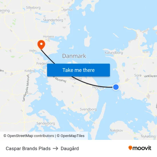 Caspar Brands Plads to Daugård map