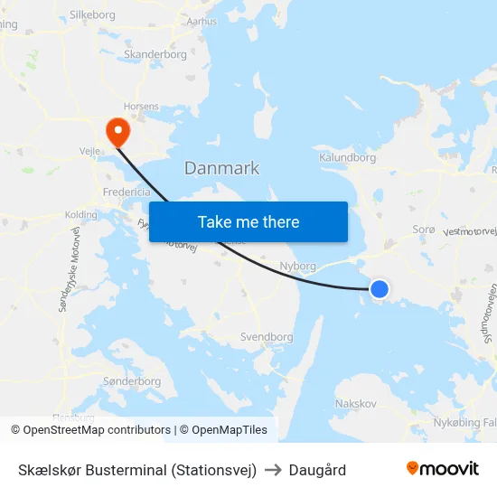 Skælskør Busterminal (Stationsvej) to Daugård map