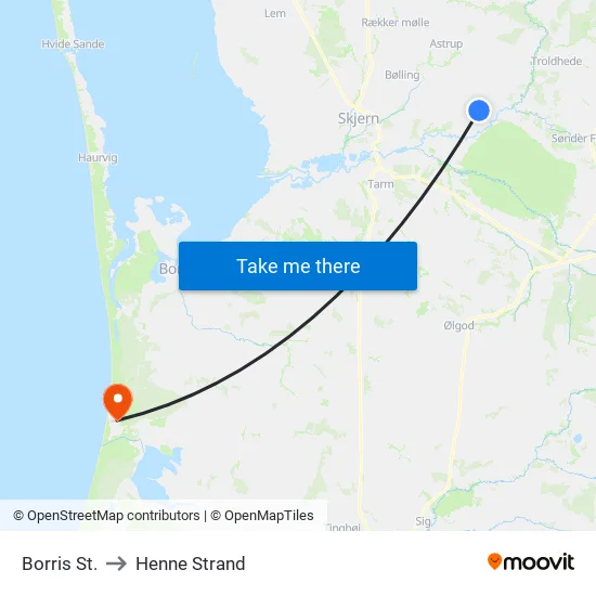 Borris St. to Henne Strand map
