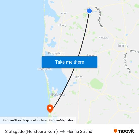 Slotsgade (Holstebro Kom) to Henne Strand map