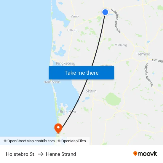 Holstebro St. to Henne Strand map