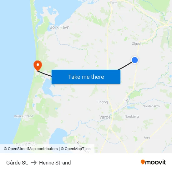 Gårde St. to Henne Strand map
