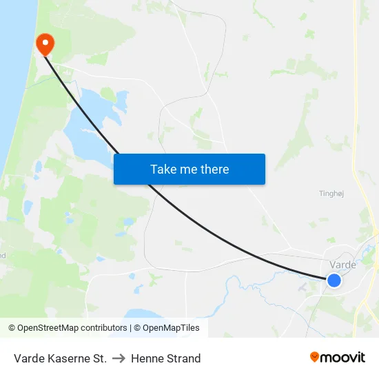 Varde Kaserne St. to Henne Strand map