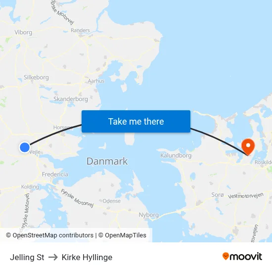 Jelling St to Kirke Hyllinge map