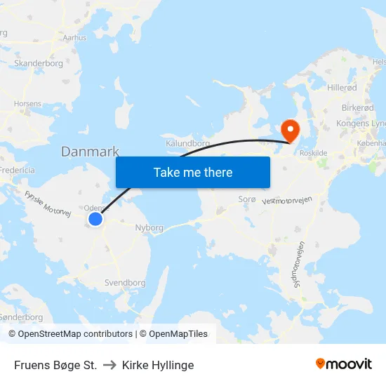 Fruens Bøge St. to Kirke Hyllinge map