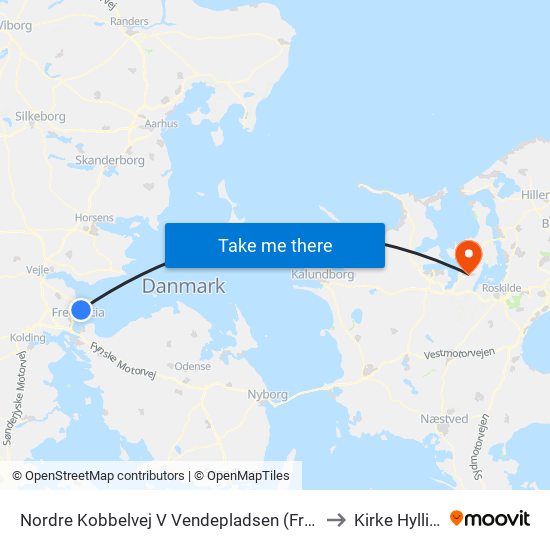 Nordre Kobbelvej V Vendepladsen (Fredericia) to Kirke Hyllinge map