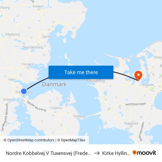 Nordre Kobbelvej V Tuxensvej (Fredericia) to Kirke Hyllinge map