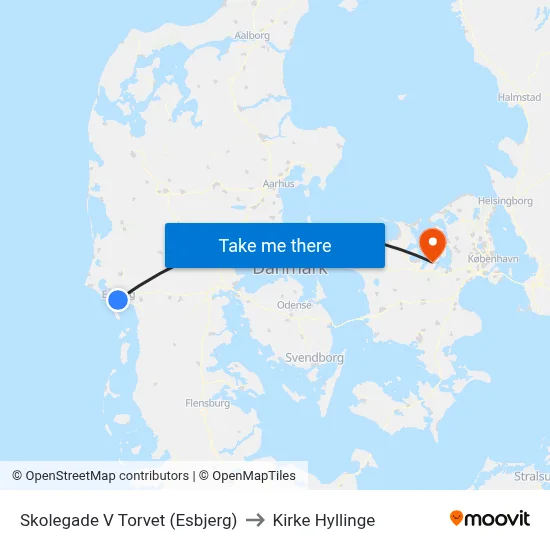 Skolegade V Torvet (Esbjerg) to Kirke Hyllinge map