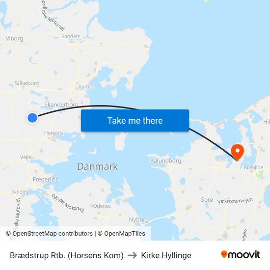 Brædstrup Rtb. (Horsens Kom) to Kirke Hyllinge map