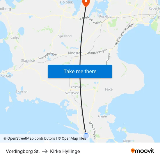 Vordingborg St. to Kirke Hyllinge map