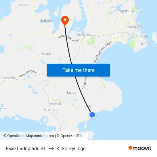 Faxe Ladeplads St. to Kirke Hyllinge map