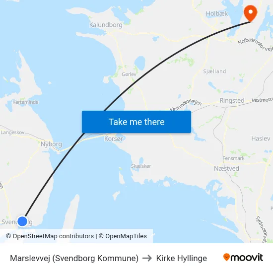 Marslevvej (Svendborg Kommune) to Kirke Hyllinge map