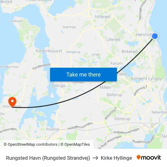 Rungsted Havn (Rungsted Strandvej) to Kirke Hyllinge map
