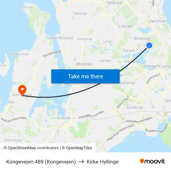 Kongevejen 489 (Kongevejen) to Kirke Hyllinge map
